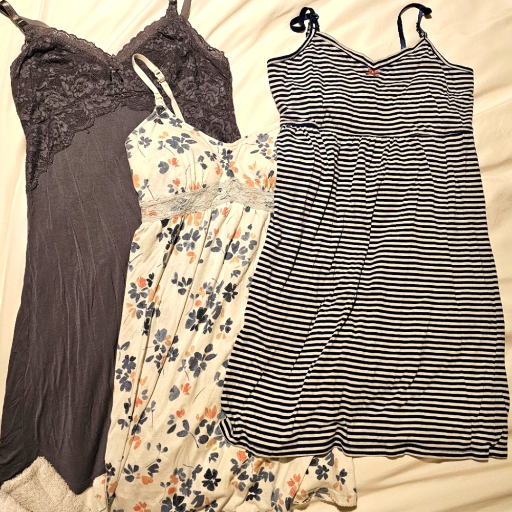 Three nursing nightgowns
